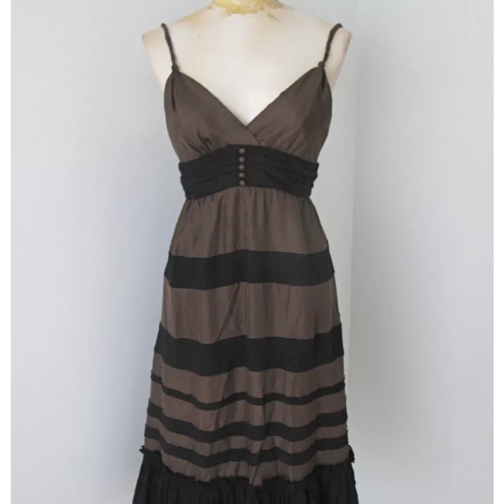 BCBG V Neck Silkish Midi Dress